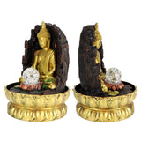 Resin Water Fountain Ornaments Meditating Buddha Statue LED Lighted Tabletop Fountain Home DecorationUS Plug 110V