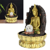 Resin Water Fountain Ornaments Meditating Buddha Statue LED Lighted Tabletop Fountain Home DecorationUS Plug 110V