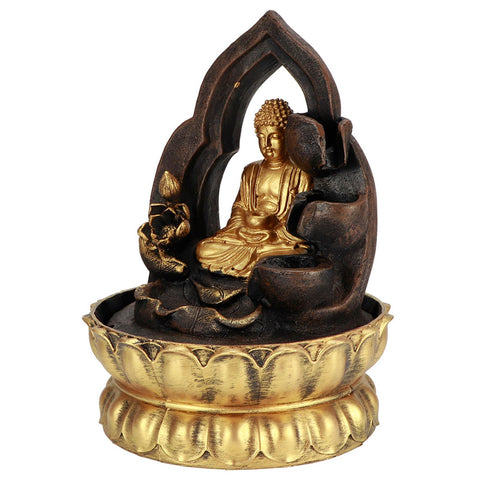 LED Lighted Tabletop Fountain Resin Water Fountain Ornaments Meditating Buddha Statue Home DecorationUS Plug 110V In Australia - Darrahopens