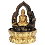 LED Lighted Tabletop Fountain Resin Water Fountain Ornaments Meditating Buddha Statue Home DecorationUS Plug 110V