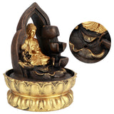 LED Lighted Tabletop Fountain Resin Water Fountain Ornaments Meditating Buddha Statue Home DecorationUS Plug 110V