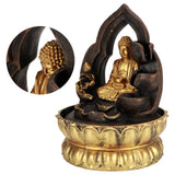 LED Lighted Tabletop Fountain Resin Water Fountain Ornaments Meditating Buddha Statue Home DecorationUS Plug 110V