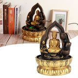LED Lighted Tabletop Fountain Resin Water Fountain Ornaments Meditating Buddha Statue Home DecorationUS Plug 110V