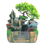 Tabletop Fountain Small Rockery Waterwheel Desktop Fish Container Indoor Fengshui Decor