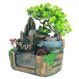 Tabletop Fountain Small Rockery Waterwheel Desktop Fish Container Indoor Fengshui Decor
