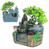 Tabletop Fountain Small Rockery Waterwheel Desktop Fish Container Indoor Fengshui Decor