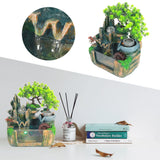 Tabletop Fountain Small Rockery Waterwheel Desktop Fish Container Indoor Fengshui Decor