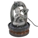 LED Resin Buddha Tabletop Waterfall Fountain Relaxing Indoor Decoration for Home OfficeUS Plug 110V 16059