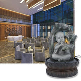 LED Resin Buddha Tabletop Waterfall Fountain Relaxing Indoor Decoration for Home OfficeUS Plug 110V 16059