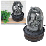 LED Resin Buddha Tabletop Waterfall Fountain Relaxing Indoor Decoration for Home OfficeUS Plug 110V 16059