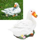 Resin Duck Statue Simulation Duck Ornament Model Decoration for Outdoor Garden YardWhite