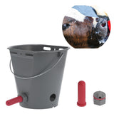 8L Feeder Bucket with 2 Nipple Milk Feeding Barrel Livestock Farm Accessory GrayFor Calf