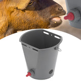 8L Feeder Bucket with 2 Nipple Milk Feeding Barrel Livestock Farm Accessory GrayFor Lamb