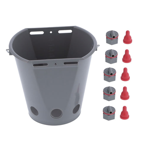 8L Feeder Bucket Farm Livestock FoodGrade Plastic Feeding Barrel with 5 Nipples Gray(For Lamb ) In Australia - Darrahopens
