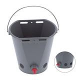 8L Feeder Bucket Farm Livestock FoodGrade Plastic Feeding Barrel with 5 Nipples Gray(For Lamb )