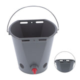 8L Feeder Bucket Farm Livestock FoodGrade Plastic Feeding Barrel with 5 Nipples Gray(For Lamb )