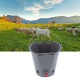 8L Feeder Bucket Farm Livestock FoodGrade Plastic Feeding Barrel with 5 Nipples Gray(For Lamb )