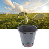 8L Feeder Bucket Farm Livestock FoodGrade Plastic Feeding Barrel with 5 Nipples Gray(For Lamb )