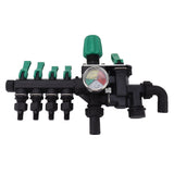Hose Manifolds 4 Way Spigot Splitter Separate Switch Multifunction Easy Installation Anti Rust for Farm Garden with Pressure Gauge