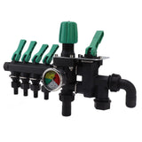 Hose Manifolds 4 Way Spigot Splitter Separate Switch Multifunction Easy Installation Anti Rust for Farm Garden with Pressure Gauge