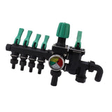 Hose Manifolds 4 Way Spigot Splitter Separate Switch Multifunction Easy Installation Anti Rust for Farm Garden with Pressure Gauge