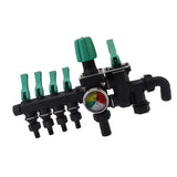 Hose Manifolds 4 Way Spigot Splitter Separate Switch Multifunction Easy Installation Anti Rust for Farm Garden with Pressure Gauge