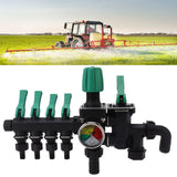 Hose Manifolds 4 Way Spigot Splitter Separate Switch Multifunction Easy Installation Anti Rust for Farm Garden with Pressure Gauge
