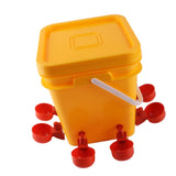Automatic Chicken Waterer Cup with 12L Handheld Barrel Poultry Drinking Equipemnt for Goose Duck Bucket + Red Bird Bowl + Black Screws