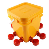 Automatic Chicken Waterer Cup with 12L Handheld Barrel Poultry Drinking Equipemnt for Goose Duck Bucket + Red Bird Bowl + Black Screws