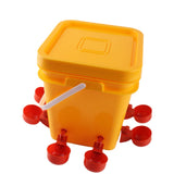 Automatic Chicken Waterer Cup with 12L Handheld Barrel Poultry Drinking Equipemnt for Goose Duck Bucket + Red Bird Bowl + Black Screws