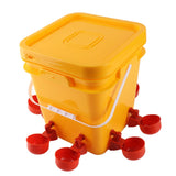Automatic Chicken Waterer Cup with 12L Handheld Barrel Poultry Drinking Equipemnt for Goose Duck Bucket + Red Bird Bowl + Black Screws