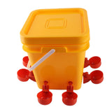 Automatic Chicken Waterer Cup with 12L Handheld Barrel Poultry Drinking Equipemnt for Goose Duck Bucket + Red Bird Bowl + Black Screws