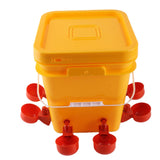 Automatic Chicken Waterer Cup with 12L Handheld Barrel Poultry Drinking Equipemnt for Goose Duck Bucket + Red Bird Bowl + Black Screws