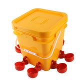 Automatic Chicken Waterer Cup with 12L Handheld Barrel Poultry Drinking Equipemnt for Goose Duck Bucket + Red Bird Bowl + Black Screws