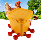 Automatic Chicken Waterer Cup with 12L Handheld Barrel Poultry Drinking Equipemnt for Goose Duck Bucket + Red Bird Bowl + Black Screws