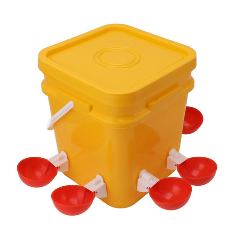 Automatic Chicken Waterer Cup with 12L Handheld Barrel Poultry Drinking Equipemnt for Goose Duck Bucket + Big Red Bowl + Black Screws In Australia - Darrahopens