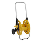 Hose Reel Cart with Wheels Heavy Duty Garden Hose Reels for Outside 60m Hose Capacity Manual Push Type Yellow