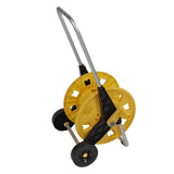 Hose Reel Cart with Wheels Heavy Duty Garden Hose Reels for Outside 60m Hose Capacity Manual Push Type Yellow
