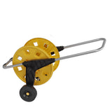 Hose Reel Cart with Wheels Heavy Duty Garden Hose Reels for Outside 60m Hose Capacity Manual Push Type Yellow