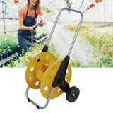 Hose Reel Cart with Wheels Heavy Duty Garden Hose Reels for Outside 60m Hose Capacity Manual Push Type Yellow
