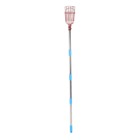 Fruit Picker Tool Multifunctional Stainless Steel Durable Rustproof Apple Orange Fruits Catcher Tree Picker with Pole 6 Sections