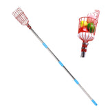 Fruit Picker Tool Multifunctional Stainless Steel Durable Rustproof Apple Orange Fruits Catcher Tree Picker with Pole 6 Sections