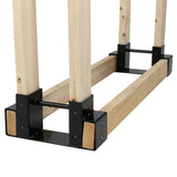 2pcs Outdoor Firewood Log Storage Rack Bracket Kit Fireplace Wood Storage Holder with Screws Adjustable Black