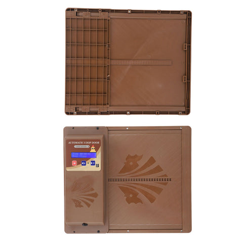 Automatic USB Chicken Coop Door 3 in 1 Light Sensor Remote Control Timing Chicken Coop Door Opener Horizontal Opening Brown
