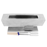 Tabletop Fire Pit Stainless Steel Portable Mini Tabletop Fireplace with Roasting Sticks for Home Decor Gray