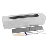 Tabletop Fire Pit Stainless Steel Portable Mini Tabletop Fireplace with Roasting Sticks for Home Decor Gray