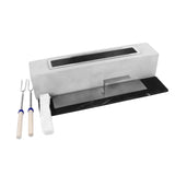 Tabletop Fire Pit Stainless Steel Portable Mini Tabletop Fireplace with Roasting Sticks for Home Decor Gray