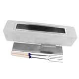 Tabletop Fire Pit Stainless Steel Portable Mini Tabletop Fireplace with Roasting Sticks for Home Decor Gray