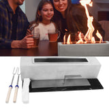 Tabletop Fire Pit Stainless Steel Portable Mini Tabletop Fireplace with Roasting Sticks for Home Decor Gray