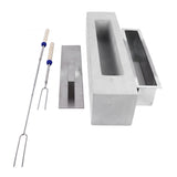Tabletop Fire Pit Rectangle Concrete Grey Stainless Steel Liner with Lid Sticks Small Portable Fireplace for Indoor In Australia - Darrahopens